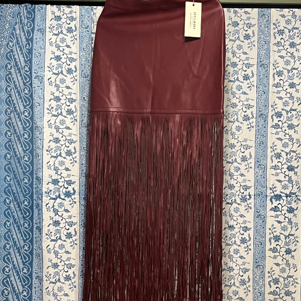 Idyllwind Payson faux leather fringe maxi skirt NWT - Picture 3 of 5